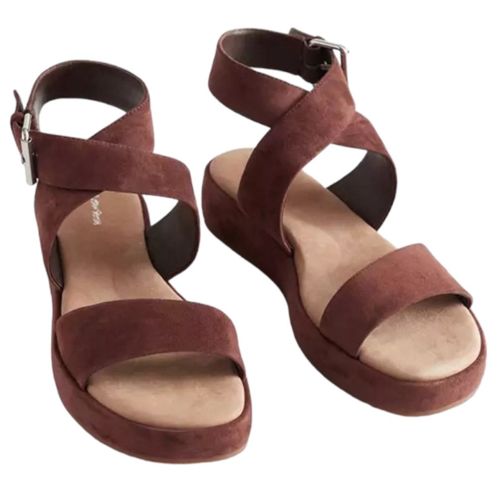 & Other Stories brown suede flatform sandals 36